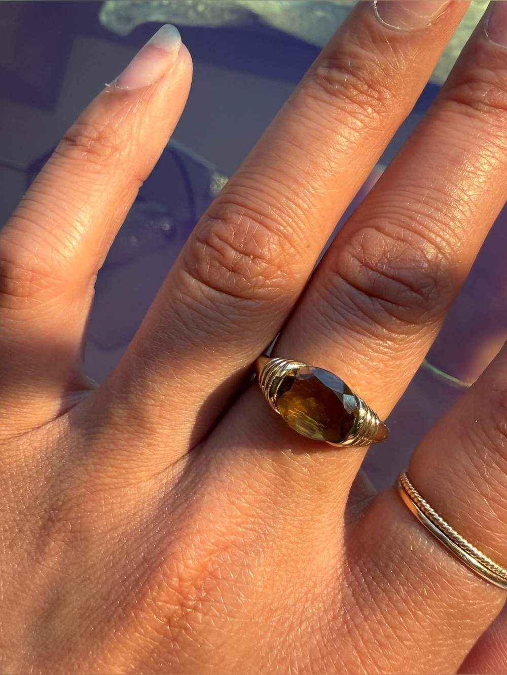 Mejuri Heirloom Honey Quartz 14k Gold Ring Size 7